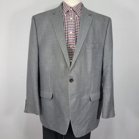 Chaps Men's Sport Coat Blazer Two‎ Button Gray Polyester Rayon Linen 50R - Picture 1 of 16